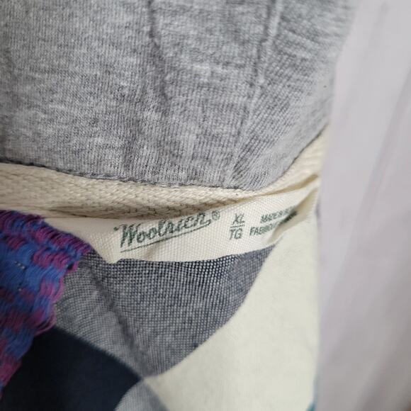 Woolrich Harrington Eco Rich Black White Grey Hooded Plaid Aztec Jacket Size XL - Picture 8 of 12